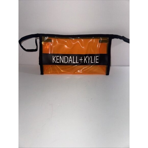 Kendall + Kylie Clear Cosmetic Bag Makeup Bag Orange + Black NWOT - Picture 1 of 3